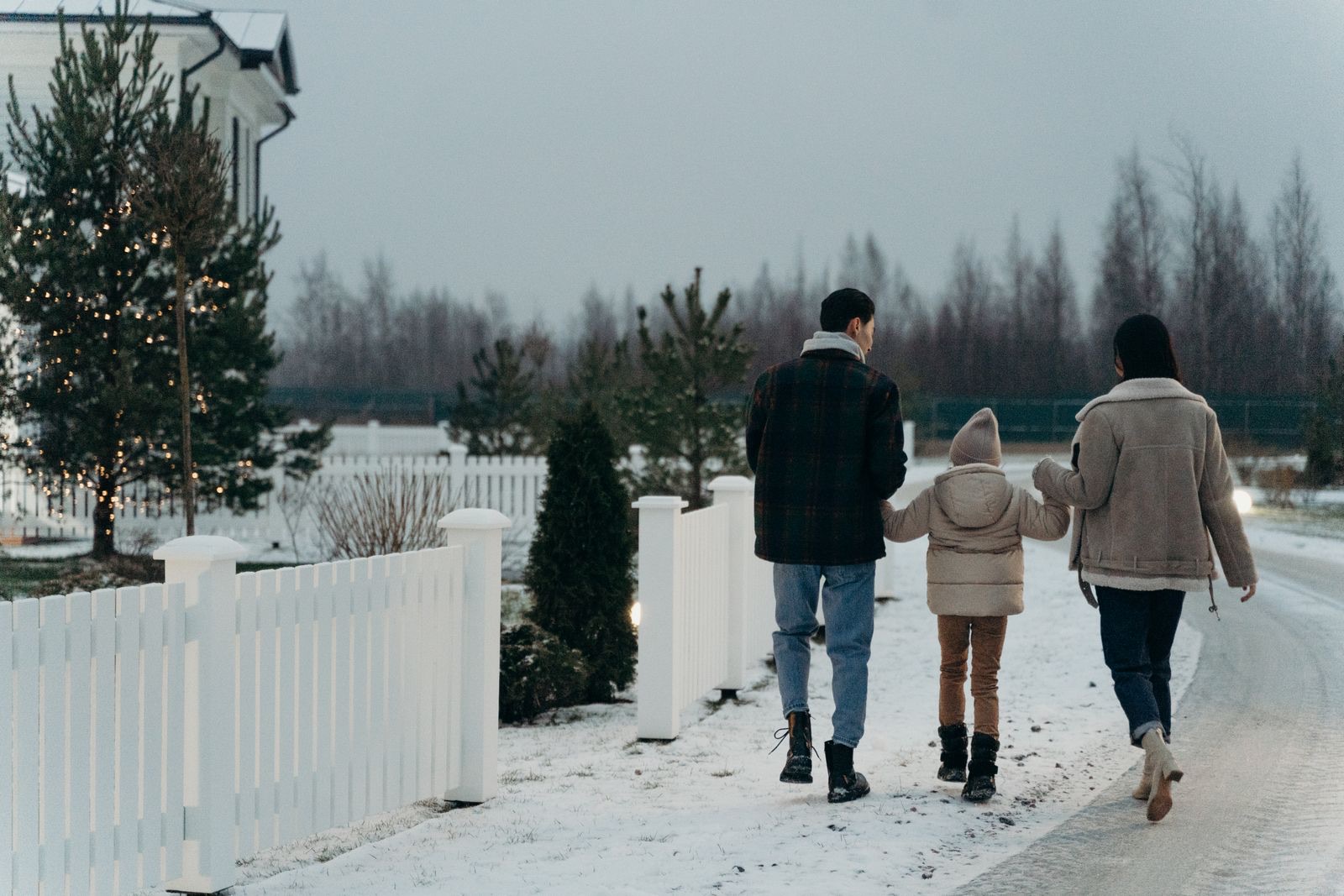 A family walking together on a snowy day
