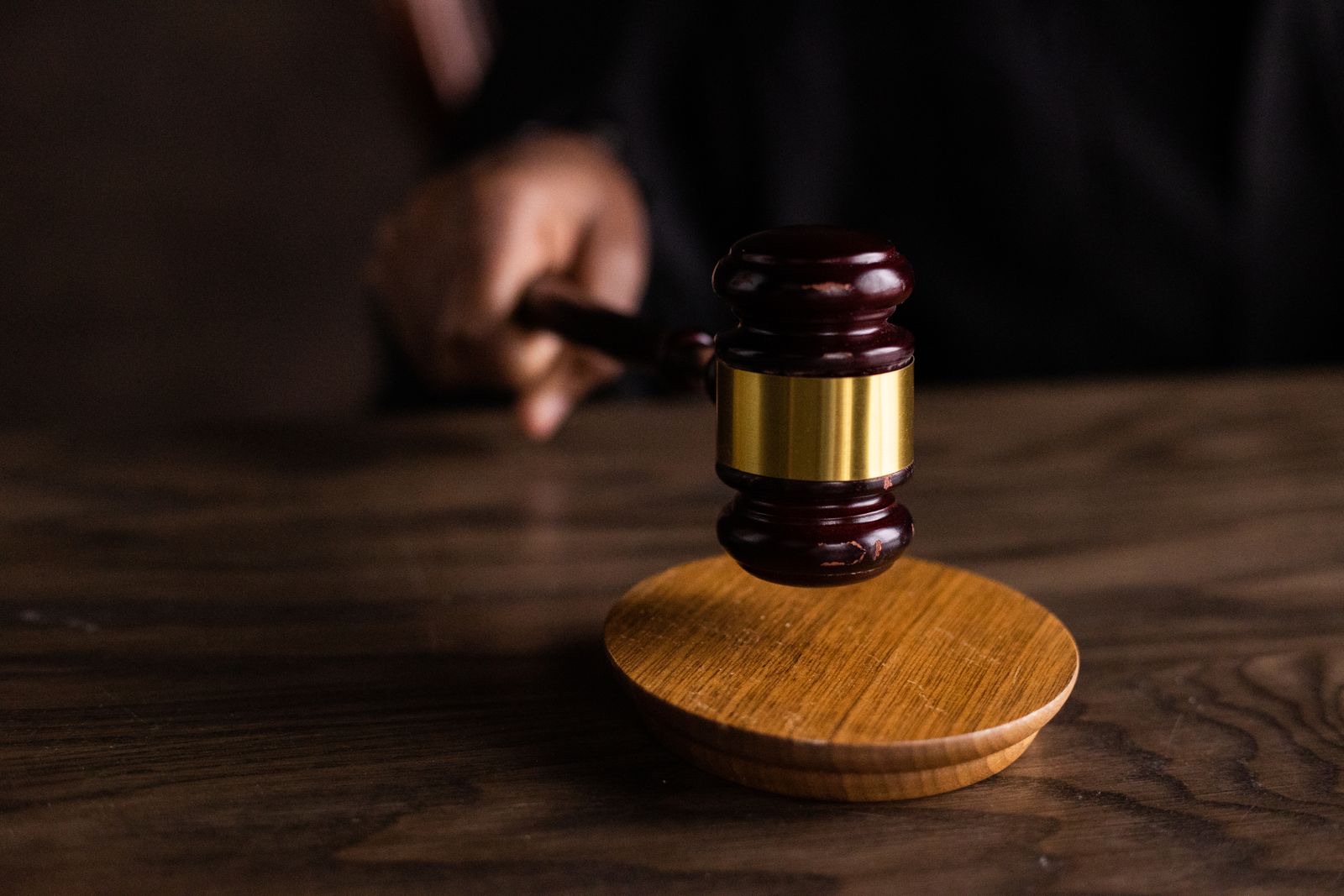 A judge's gavel and sound block