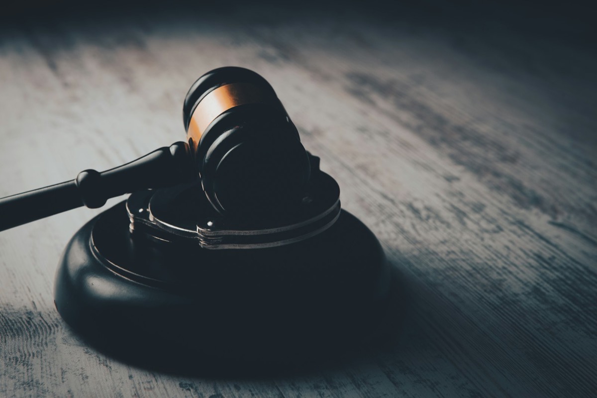 A judge's gaven on a wooden table