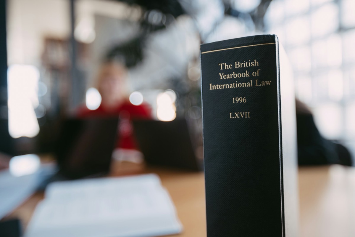 A law book is in focus