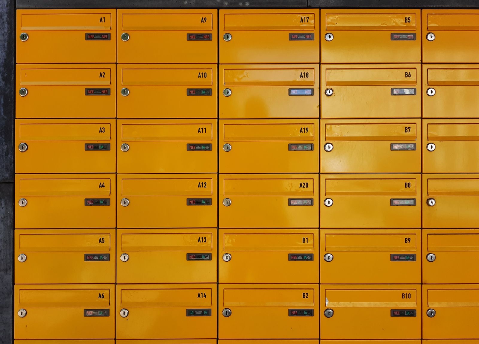 Apartment mailboxes