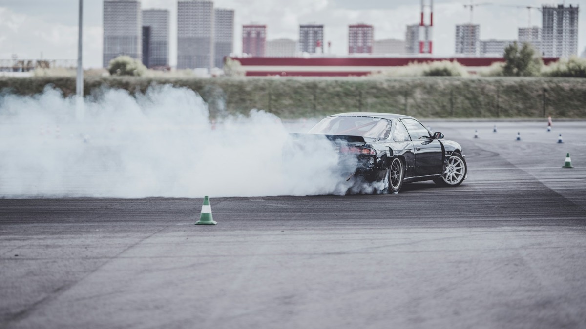 Black car on road
