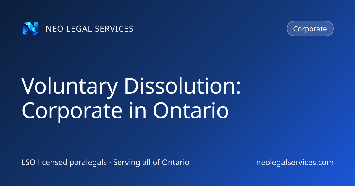 Voluntary Dissolution: Corporate in Ontario