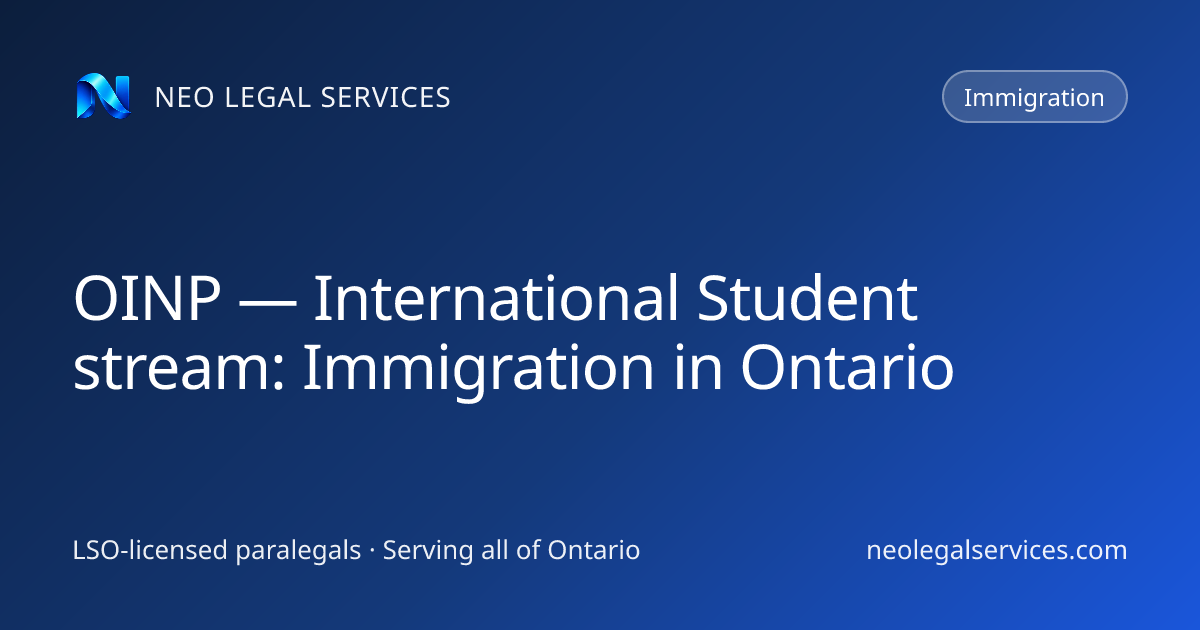 OINP — International Student stream: Immigration in Ontario