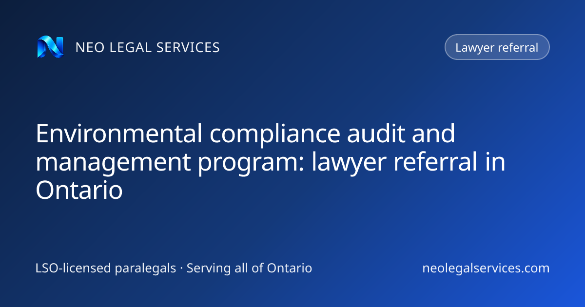Environmental compliance audit and management program: lawyer referral ...