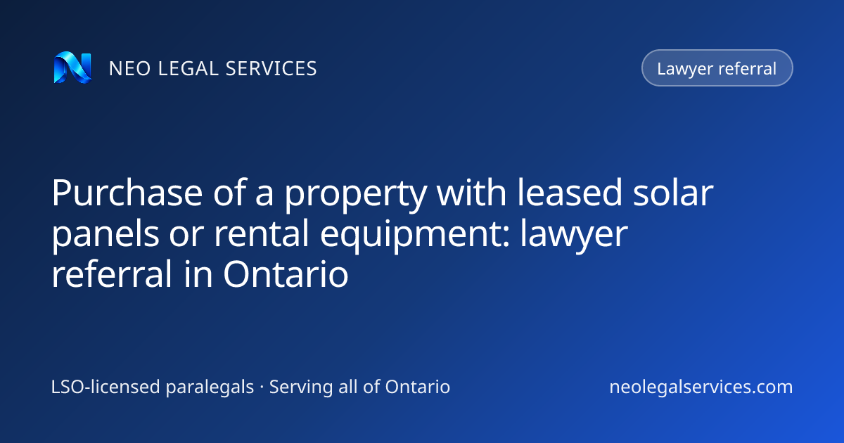 Purchase of a property with leased solar panels or rental equipment ...