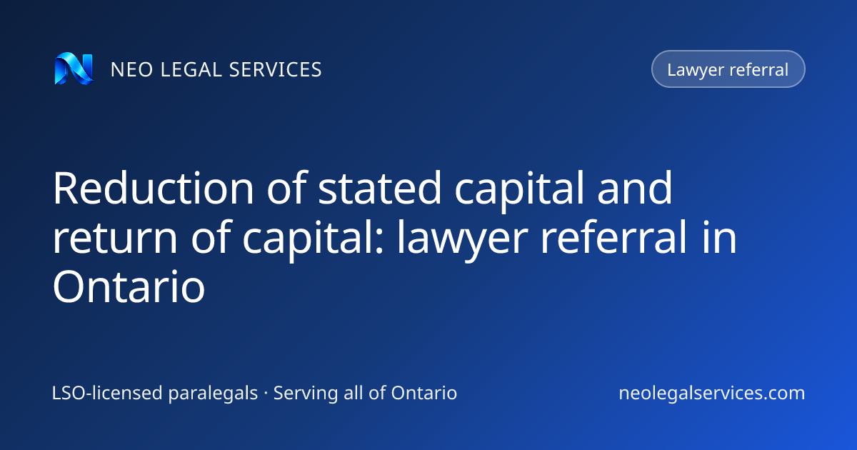 Reduction of stated capital and return of capital: lawyer referral in ...