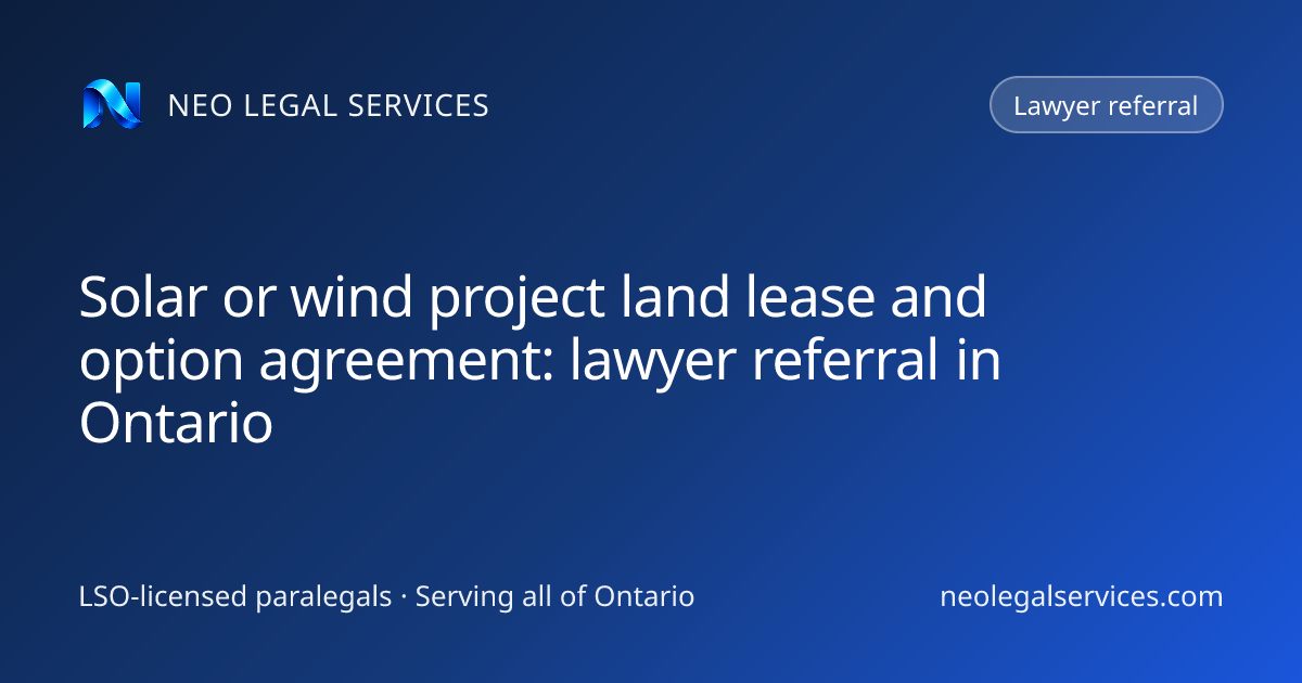 Solar or wind project land lease and option agreement: lawyer referral ...